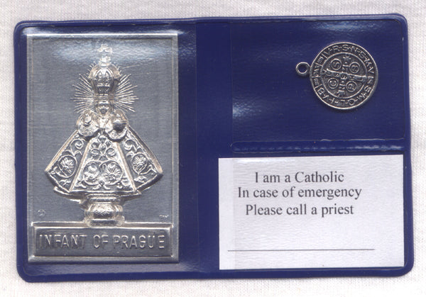 Pocket or Purse Folder Miraculous Infant of Prague with St Benedict Medal IT126