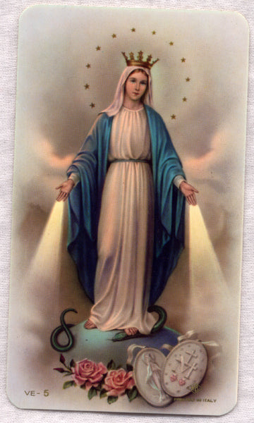 Our Lady of Grace Miraculous Medal holy card 5/pkg IT201