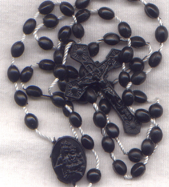 Bulk Buy Econo Rosary Black Acrylic beads fused on cord 10/pkg