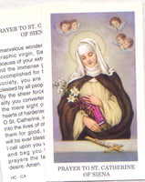 St Catherine of Sienna prayer card 12/pkg IT87