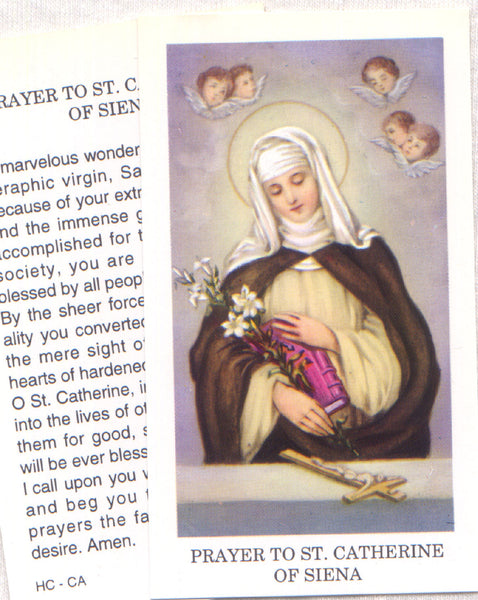 St Catherine of Sienna prayer card 12/pkg IT87