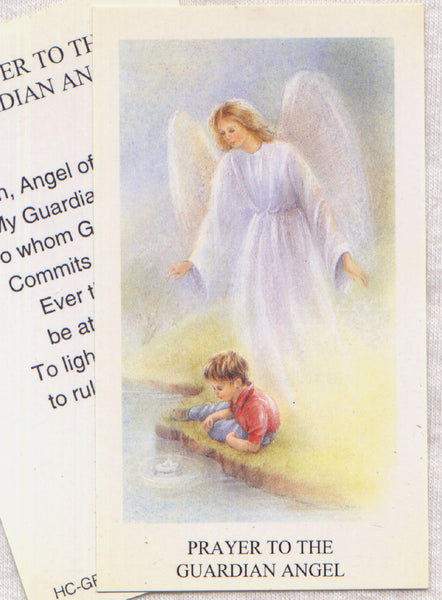 Guardian Angel with boy prayer card 12/pkg IT97