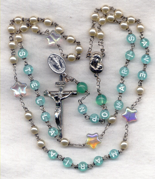 Star of the Sea Stella Maris Message Rosary Pearls M03