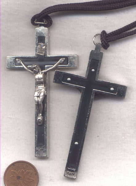Black Inlay Crucifix Traditional Bon morte crucifix cord necklace NCL06