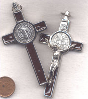St Benedict Medal Crucifix Brown Enamel NCK09