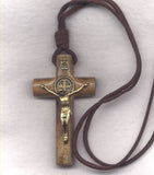 St Benedict Medal Log Crucifix cord necklace bronze finish NCK18
