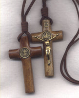 St Benedict Medal Log Crucifix cord necklace bronze finish NCK18