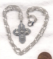 4 Way Cross Medal Figaro Chain Necklace NCK25
