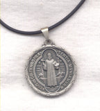Large St Benedict Medal cord necklace NCK26