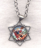 Small Star St Michael the Archangel Medal Chain Necklace NCK30
