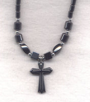 Hematite Cross Choker Style Necklace NCK37