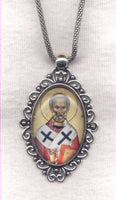 St Athanasius Icon Pendant Chain Necklace NCK47