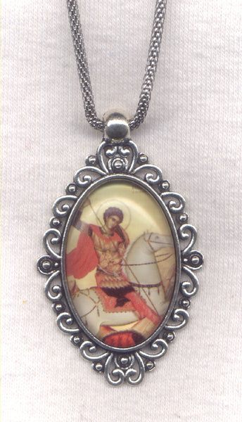 St George the Dragon Slayer Icon Pendant Chain Necklace NCK51