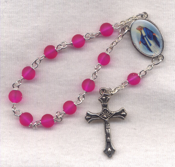 Our Lady of Grace One Decade Pocket Rosary Hot Pink PKT05