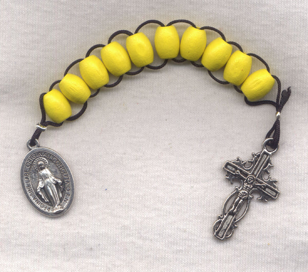 One Decade Pull Rosary Yellow Wood Beads Brigittine or Dominican PL07