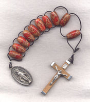 One Decade Pull Rosary Decorative Red and Brown Brigittine or Dominican PL11