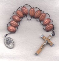 One Decade Pull Rosary Brown Wood Beads Brigittine or Dominican PL12