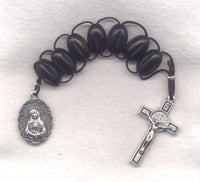7 Sorrows One Decade Pull Rosary Black Wood Beads PL13