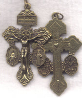 3 Way Pardon Crucifix St Benedict Medal and Miraculous Medal bronze each RC100DXBRCH
