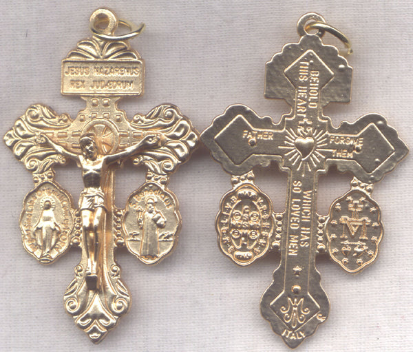 3 Way Pardon Crucifix St Benedict Medal and Miraculous Medal each RC100DXCHG
