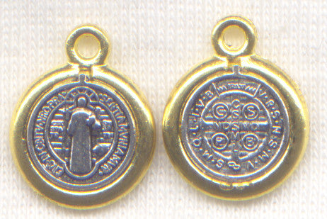 St Benedict Medal 1/2 inch size silver and gold color