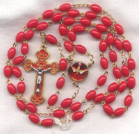 Confirmation Rosary Holy Spirit Center Red Oval Glass Bead RD09