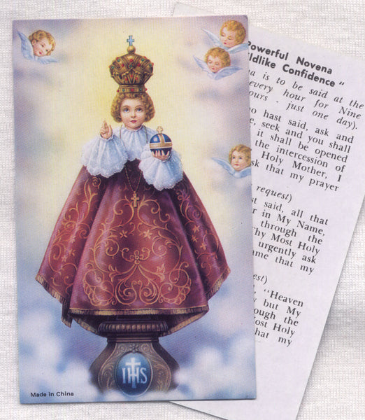 Classic Miraculous Infant of Prague prayercards 12/pkg