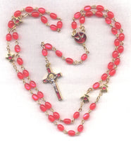 Confirmation Rosary Holy Spirit Center Red Oval acrylic Bead V01