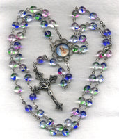 Rosa Mystica Rosary Colorful Ribbon Glass Beads V01