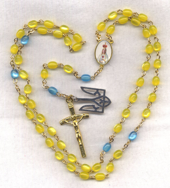 Viva Ukraine Blue and Gold Ukrainian Patroit Rosary Pilgrim Virgin V04