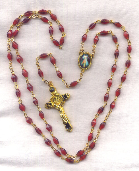 Divine Mercy Rosary Red Diamond Beads V04