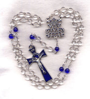 Ave Maria Monogram Crystal Glass Bead Rosary V07