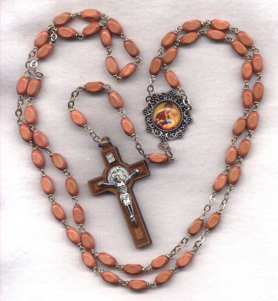 Our Lady Quick To Hear Icon Wood Bead Rosary GR48