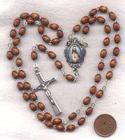 Sacred Heart of Jesus Brown Wood Beads V19