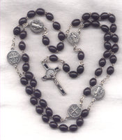 St Benedict Medal Rosary Black Wood Beads Metal Our Fathers V21