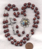 Jesus the Good Shepherd Rosary Brown Wood Beads V25