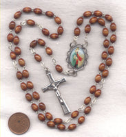 Jesus the Good Shepherd Brown Wood Beads V27