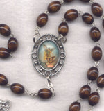St Michael the Archangel Rosary Brown Wood Beads V28