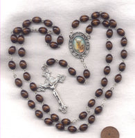 St Michael the Archangel Rosary Brown Wood Beads V28