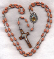 St Benedict Medal Wood Bead Rosary V30