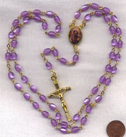 Our Lady Untier of Knots purple oval acrylic Bead V50
