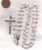 Bulk Buy First Communion white glass rosaries 3 per pkg V48