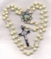 Our Lady of Fatima Rosary ivory pearl V52B