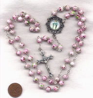 Our Lady of Grace Lady in Blue Cherry spatter finish Rosary V54