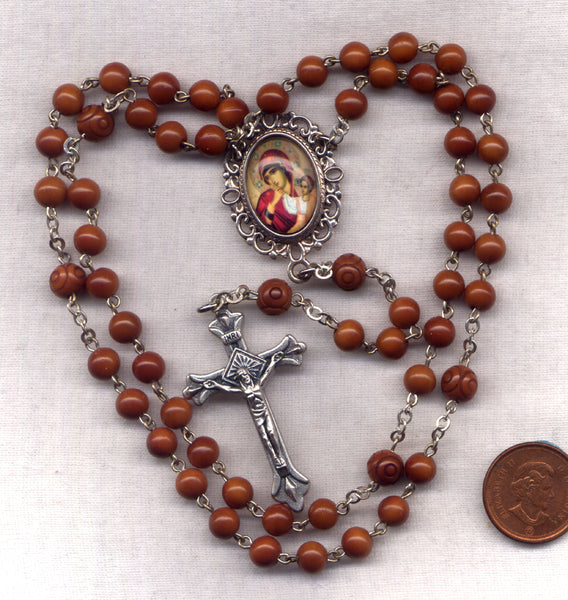 Our Lady of Tenderness icon coco bead rosary V58
