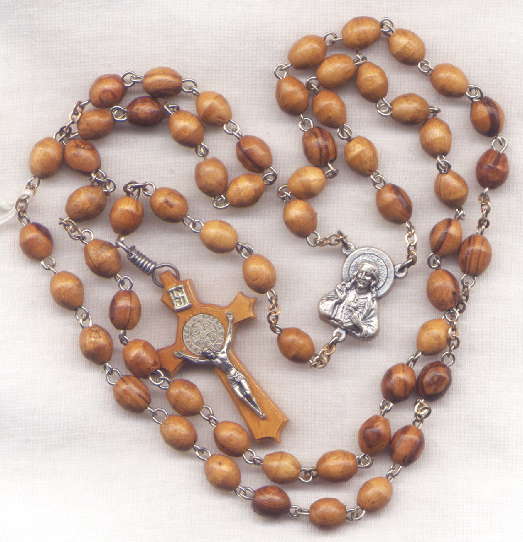 St. Benedict Rosary Holder Wall Mount - Wood With Gold Medals, 4 Hooks For Prayer Beads