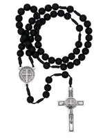 St Benedict Medal Black Bead Cord Rosary  CD11
