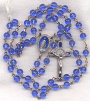 St Benedict Medal and Miraculous Medal Blue Enameled Rosary BL10