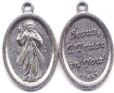 Divine Mercy Medal 1 inch size silver color IT142