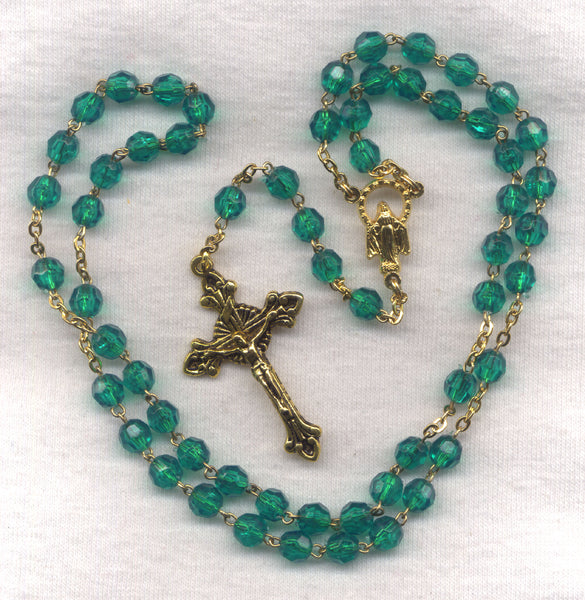 Bulk Buy Green Acrylic Our Lady of Grace Rosaries 10 per package